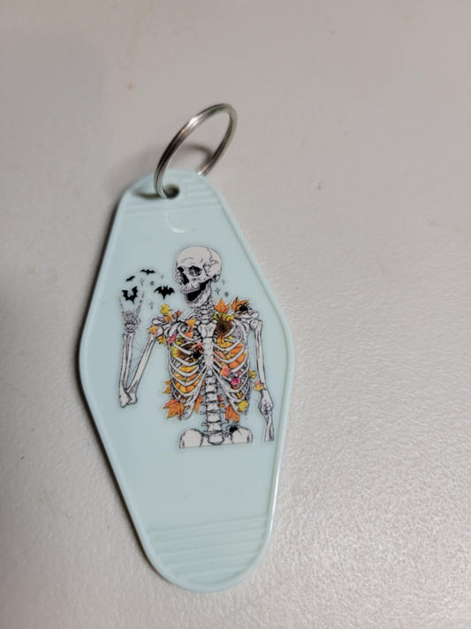 Fall Skeleton Retro Hotel Keychain